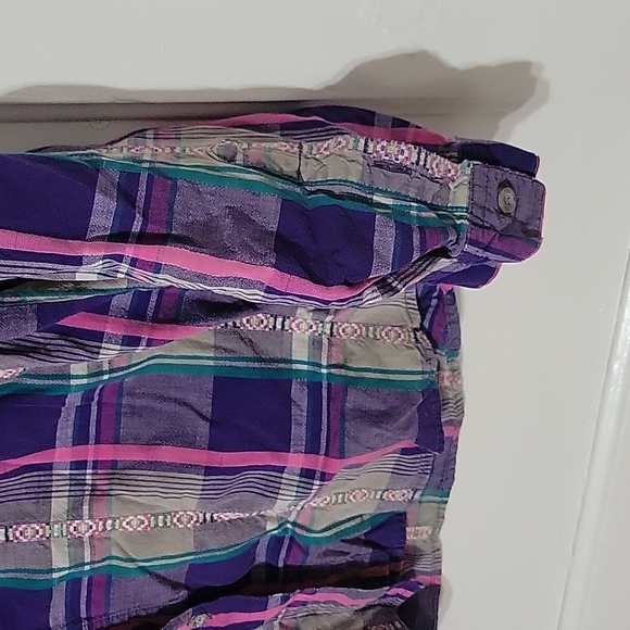 The North Face Womens flannel button up pink purple plaid Guatemalan inspired - Picture 6 of 8